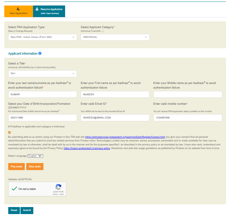 Pan Card Apply Online Process Hindi